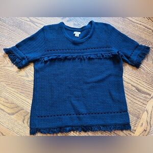 J.CREW Women’s Short-Sleeve Fringe Knit Sweater - S